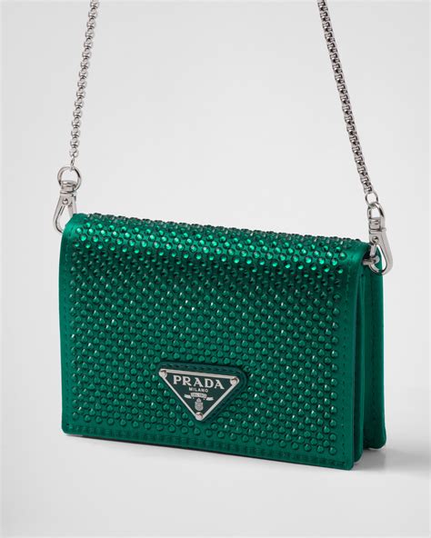 prada cardholder with shoulder strap and crystals|Prada jumper card holder.